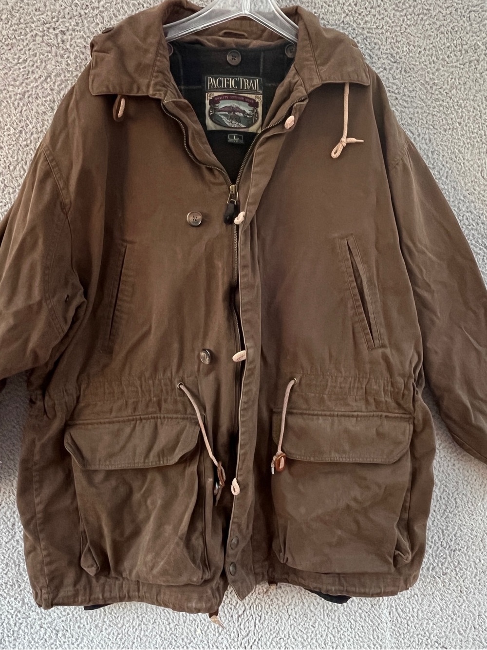 Pacific Trail Men's Brown Hooded Field Jacket Removable fleece Liner